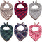 Dog Bandanas - 6PCS Washable Birthday Christmas Gift, Black Blue Red Plaid Printing Adjustable Accessories