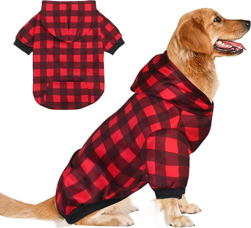 Plaid Dog Sweaters Hoodies for Dogs Cats, Warm Soft Sweatshirts for Christmas and Everyday Wear (X-Large)