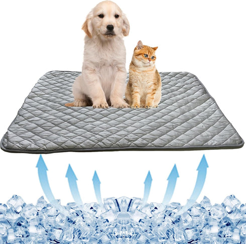BAMY Cat Cooling Mat Summer Dog Silk Pad, Self Cooling Cushion Washable Kitten Ice Blanket with Duck Strawberry Pattern
