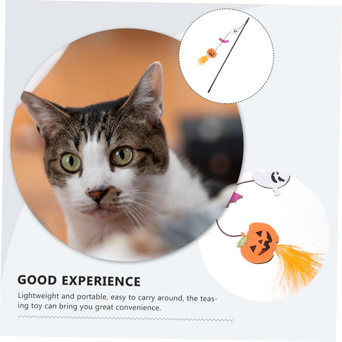 BESTOYARD Cat Teaser Halloween Cat Toys Interactive Cat Toy Cat Teasing Stick Halloween Themed Cat Toy Multifunctional Cat Wand Toy Cat Toy Stick Funny Cat Pet Toy Launcher Cat Stick Kitten