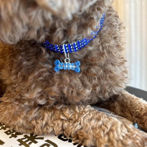 Rhinestone Pet Collar - Sparkling 3 Rows Crystal Diamond Dog Collars - Adjustable Wedding Collar for Small Medium Large