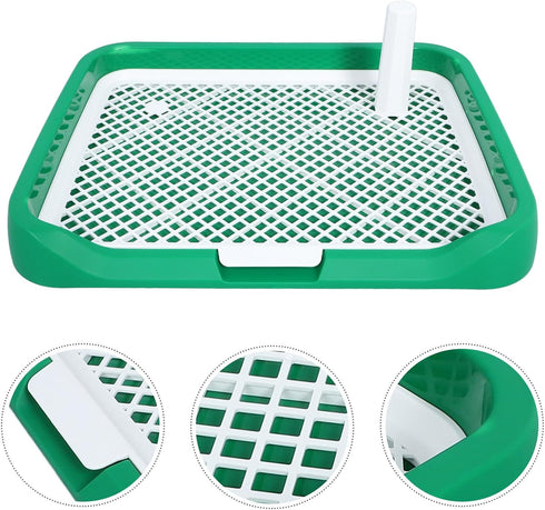 Indoor Dog Potty Tray with Raised Mesh Grate, Portable Small to Medium Dog Bedpan for Puppy Training and Indoor