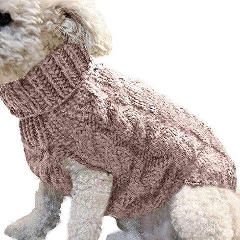 Pet Dog Turtleneck Knitting Sweater Coat - Winter Warmer Thickening Pullover Knitwear for Small Medium Large Dogs (L,