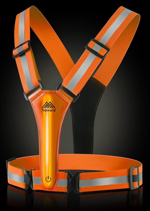 LED Reflective Vest Safety Gear, Light Up Vest for Night Walking, High Visibility Running Vest with Reflective Strips