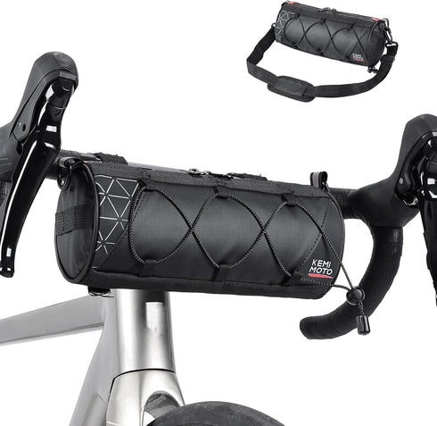 KEMIMOTO Bike Handlebar Bag with Rain Cover, Front Bike Bag for Bicycles with Dual Waterproof Zippers