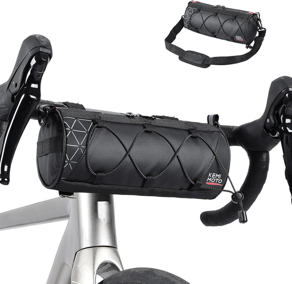 KEMIMOTO Bike Handlebar Bag with Rain Cover, Front Bike Bag for Bicycles with Dual Waterproof Zippers