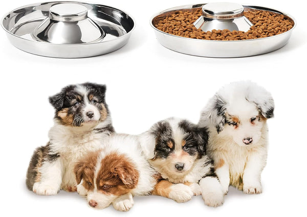 Set of 2 Stainless Steel Puppy Bowls, Dog Food and Water Feeder for Small Medium Large Dogs