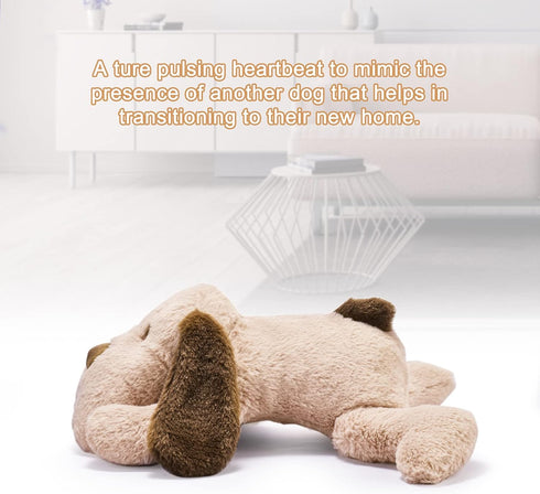 Puppy Heartbeat Toy for Anxiety Relief, Behavioral Aid Toy for Puppies, Sleep Aid Separation Anxiety Soother, Brown