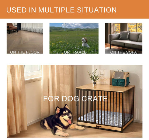 VANKEAN Reversible Cool and Warm Dog Bed Mat for Crates - Stylish Pad with Waterproof Inner Linings, Removable Cover