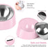 Tilted Angle Dog Bowl, 15° Slanted Stainless Steel Pet Feeder with Elevated Detachable Stand, Easy to Get Food (M/1.5