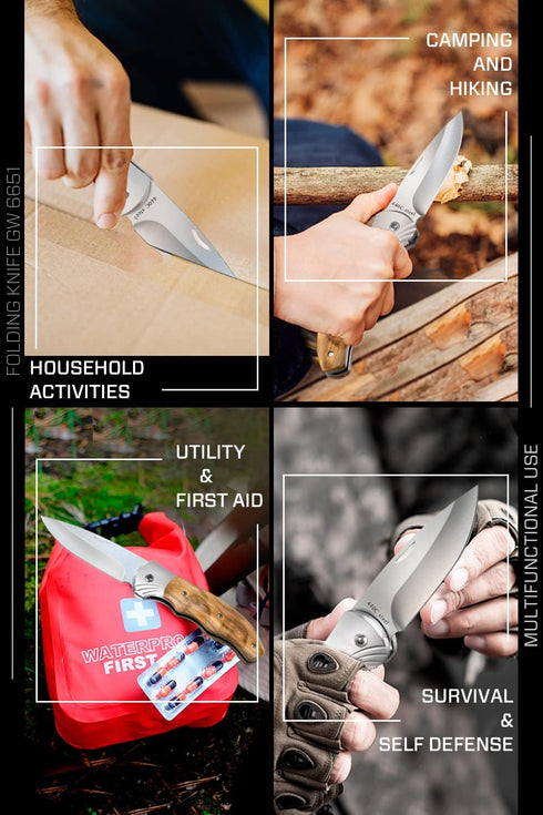 Gentleman’s Folding Pocket Knife - Sharp Blade with Wood Handle - Best Camping, Hunting EDC Gear - Birthday Christmas