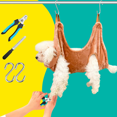 WSCXSC Dog Grooming Kit - Dog Grooming Supplies, Hammock, Harness, Nail Clippers, Dog Hammock Kit for Nail Trimming