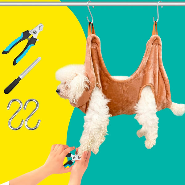 WSCXSC Dog Grooming Kit - Dog Grooming Supplies, Hammock, Harness, Nail Clippers, Dog Hammock Kit for Nail Trimming