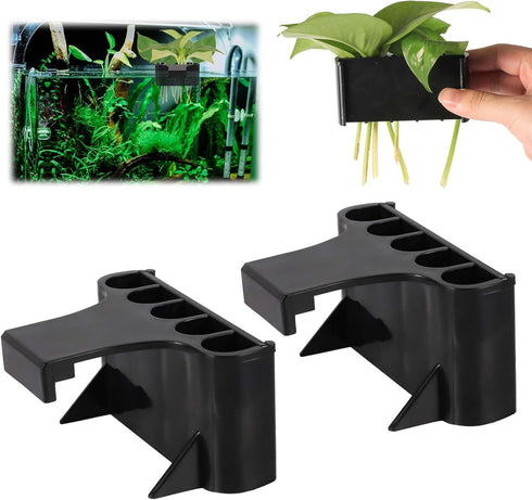 2pcs Aquarium Plant Holder, 5 Holes Top Rimmed Floating Planter Box for Fish Tank Decorations