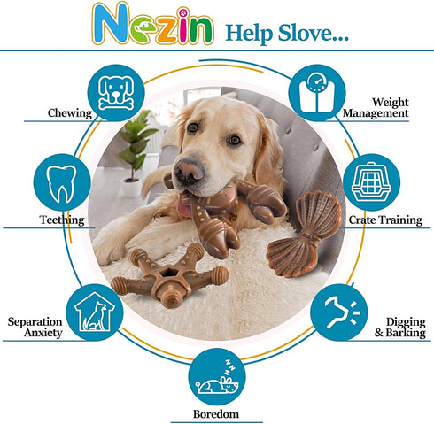 Dog Toys for Aggressive Chewers, Indestructible Chew Toys for Large Medium Small Breeds, 3 Pack