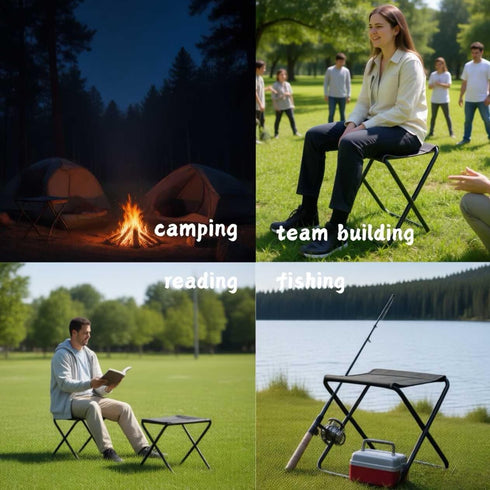 SLTG2020 10.2 10.2 11 inches Portable Folding Camping Stool, Lightweight Aluminum Frame, Black Oxford Fabric, x x