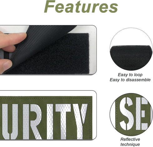 Large Security Patch Reflective Subdued 8.5x3 inches for Tactical Vest Jackets with Hook and Loop
