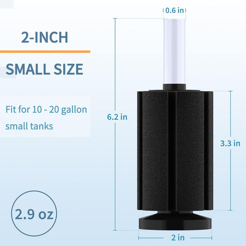 Pawfly Quiet Bio Sponge Filter for Betta, Fry, Shrimp, and Small Fish, Up to 20 Gallons