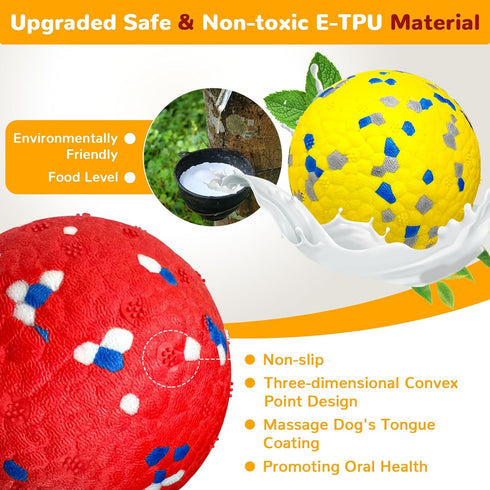 2 Pack Dog Balls, Upgraded Indestructible Toys for Aggressive Chewers, Tough Bouncy Tennis Balls for Large Breeds