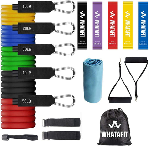 WHATAFIT Resistance Bands - Exercise Bands for Working Out, Home Gym Equipment with Handles for Men and Women