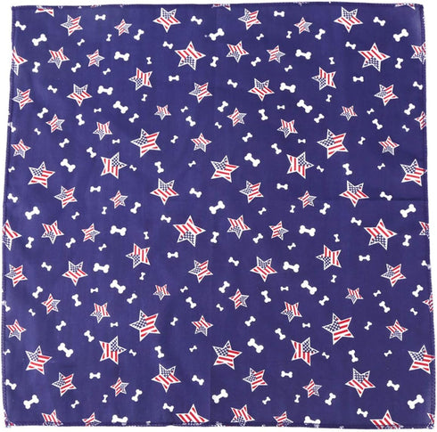 American Flag Square Bandanas Bibs for Dogs and Cats, Washable Kerchief Collar (Blue)