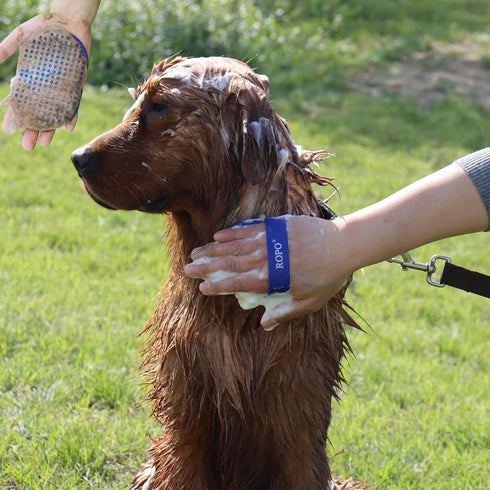 Dog Bath Brush - ROPO Rubber Massage Pet Shampoo Brush for Grooming, Removing Shedding Fur, Suitable for Dogs and Cats