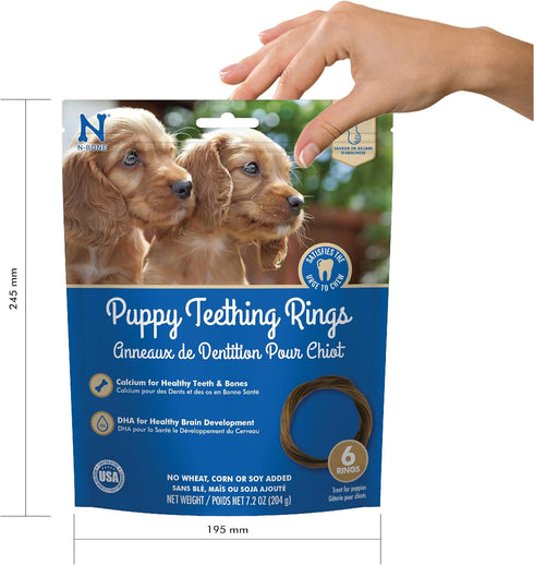 N-Bone Puppy Teething Rings, Peanut Butter Flavor Dog Treat, 6 Count Bag, 7.2-oz