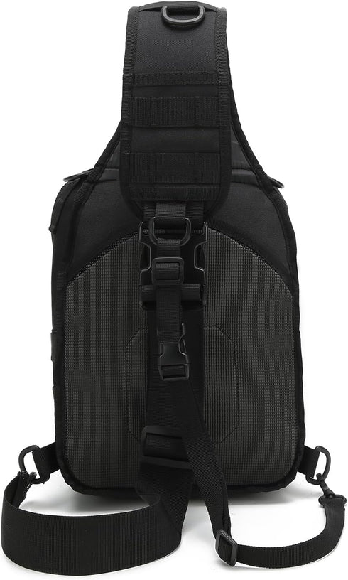 Backpack Pack Pack Tactical Sling Bag for men,Shoulder Molle Assault Range Bags Chest Day Diaper Bag (Black)