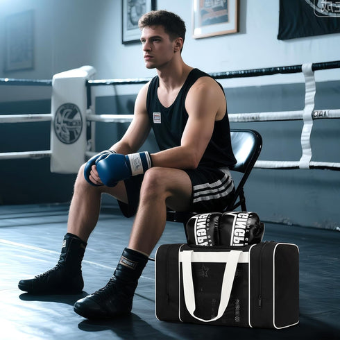 doksmeria MMA, Boxing Gym Duffle Bag, Breathable Mesh Gym Bag for Boxing Gear | Wet Pocket, Privacy Pocket & Removable