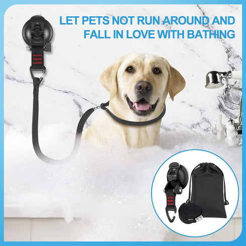 Dog Bathing Tether with Heavy Suction Cup, Soft Nylon Leash with Adjustable Collar for Pet Dog Cat Shower and Grooming