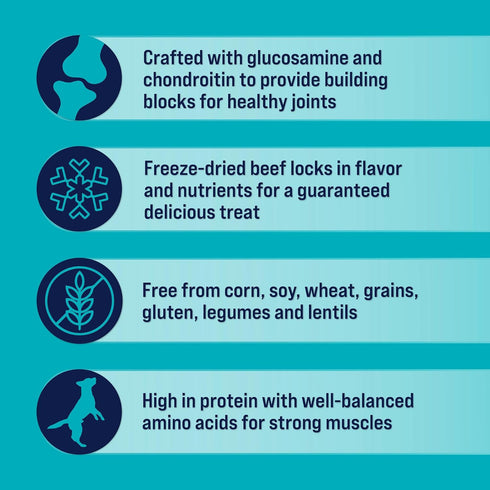 Stewart Freeze Dried Dog Treats - 4 Ounce Resealable Pouch Healthy Hips Beef & Sweet Potato with Glucosamine Chondroitin