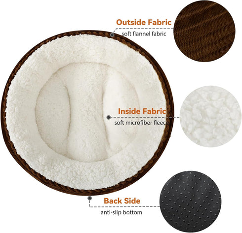 Dog Bed for Small Dogs, Washable Round Donut Pet Bed for Puppy and Kitty, Extra Soft Calming Bed with Anti-Slip Bottom,