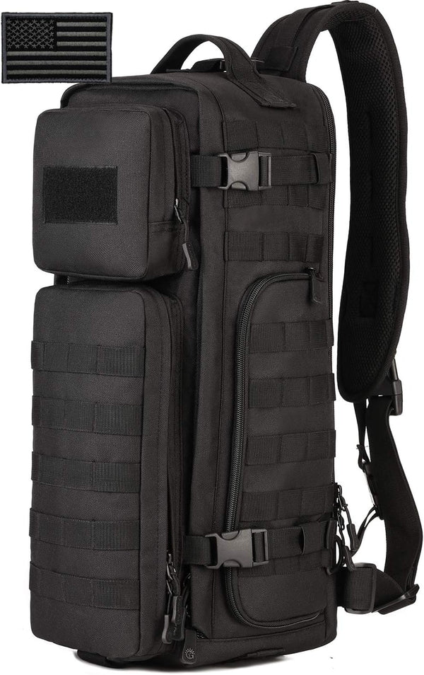 Protector Plus Tactical Sling Bag Military MOLLE Crossbody Pack (Patch Included)