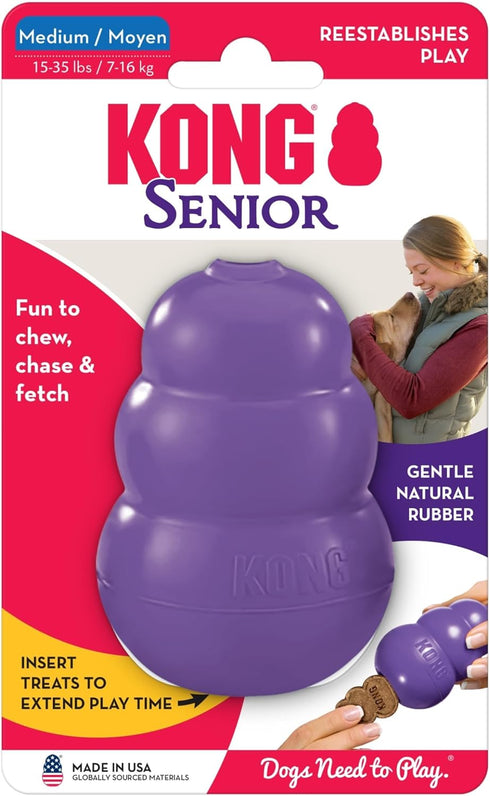 (Pack 2) KONG Senior - Dog Toy with Gentle, Natural Rubber - Durable Dog Toy for Older Dogs - Use Treats with Stuffable