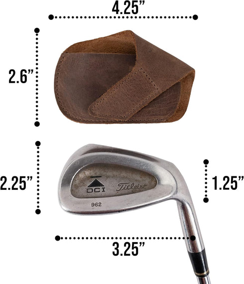 Hide & Drink Golf Club Headcover, Handmade Full Grain Leather Iron Head Protector for Outdoor Use - Bourbon Brown