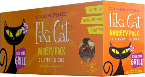Tiki Cat Gourmet Whole Food 12-Pack - King Kamehameha Luau 9-Flavor Variety Pack Pet Food