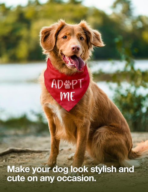 Adopt Me Dog Bandana - Funny Red Dog Scarf Accessories for Adoption Announcement, Pet Lover Gifts for Christmas