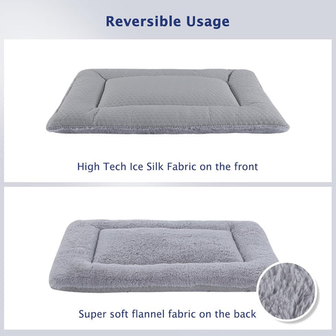 Dog Bed Mat, Reversible Dog Crate Pad, Washable Pet Sleeping Mattress for Small Medium Dogs XB009 (30''x20'', Grey)