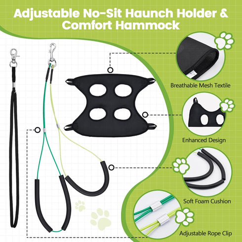 Dog Grooming Table Arm with Hammock - 35" Height Adjustable Arm with Clamp, Ideal for Small & Medium Pets