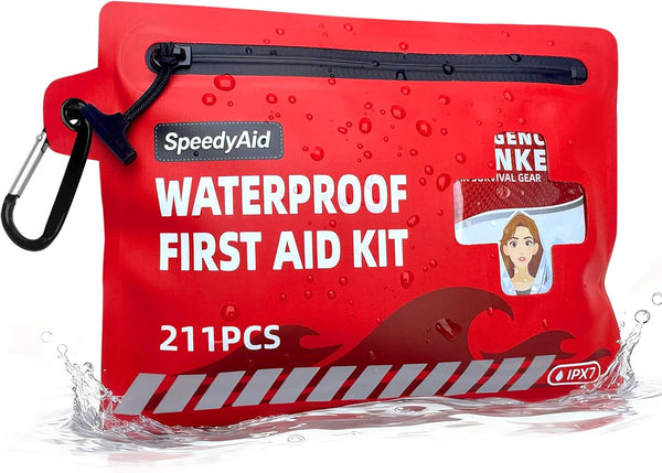 SPEEDYAID 211 PCS Waterproof First Aid Kit, IPX7 Rated Dry Bag with Airtight