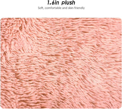 16 Inch Plush Dog Bed Mat, Warm Fluffy Round Puppy Crate Pad with Anti-Slip Bottom for Small and Medium Dogs