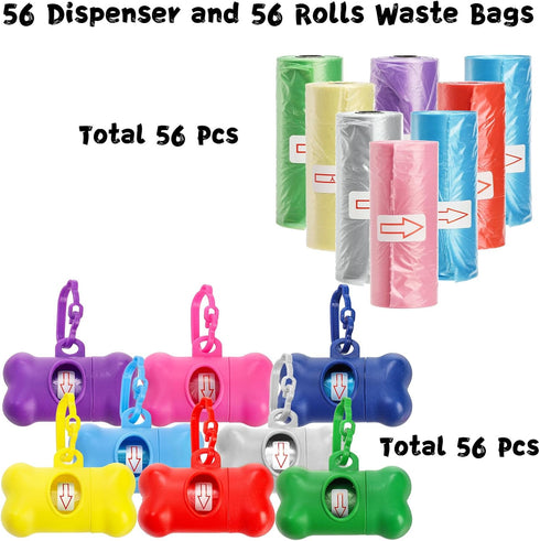 56 Pack Fasmov Dog Poop Trash Bag Holder Dispenser Dog Poop Waste Bag Holder, Leak Proof, Dispenser Pet Waste Disposal