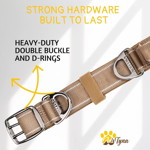 ADITYNA Heavy Duty Dog Collar with Handle, Thick Reflective Tactical Collar for Large Dogs, Soft Neoprene Padded