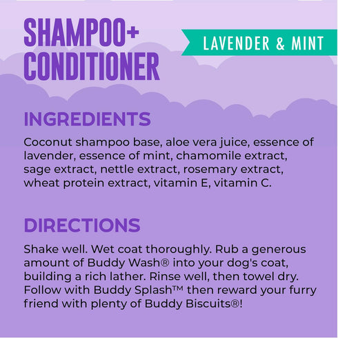 2 1 16 oz. Buddy Grooming Wash in Dog Shampoo, Lavender & Mint, Bottle