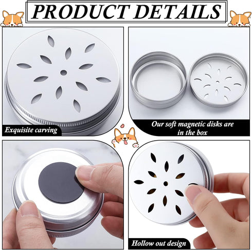 Oudain 12 Pack Dog Scent Work Tins: Dog Scent Training Kit with 12 Magnetic Dots for Smell Training (Cute)