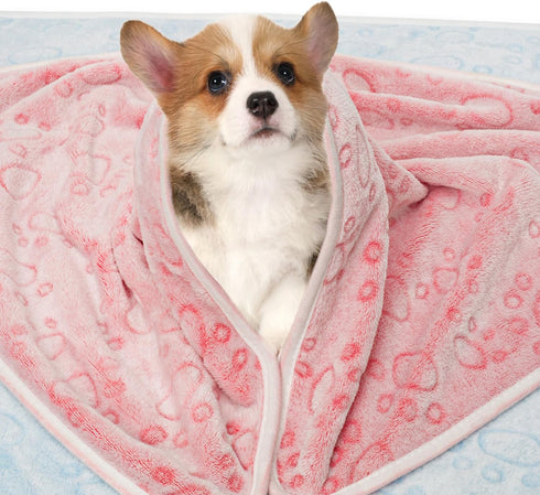 LeapSheep 3-Pack Pet Blankets for Dogs Cats, Heart Pattern Super Soft Fluffy Blankets for Small Medium Large Dogs and
