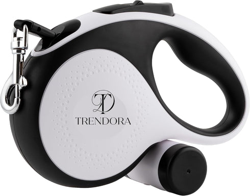 360° Tangle-Free Retractable Dog Lead - Detachable Poo Bag Holder & 15 Poo Bags Included, Strong 5m Extendable Nylon