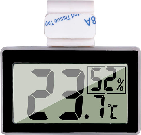 Digital Reptile Thermometer Hygrometer with Hook & Adhesive, LCD Display for Reptile Tanks and Terrariums
