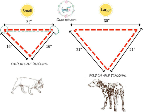 Unique Style Paws Dog Bandanas - Washable Cotton Triangle Scarfs for Small, Medium, Large Dogs