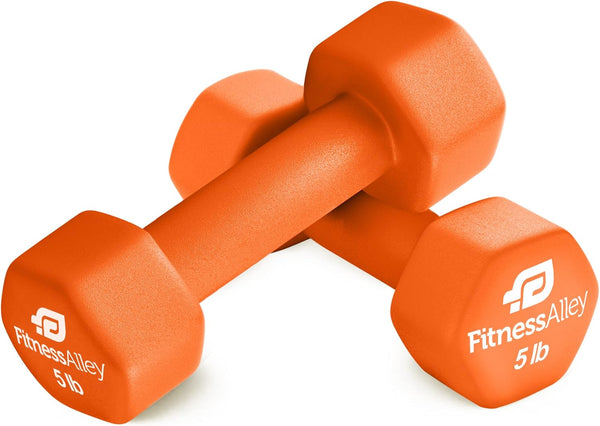 Neoprene Coated Workout Dumbbells Set of 2, Anti Roll Non Slip Hexagon Shaped Hand Weights for Fitness & Exercise